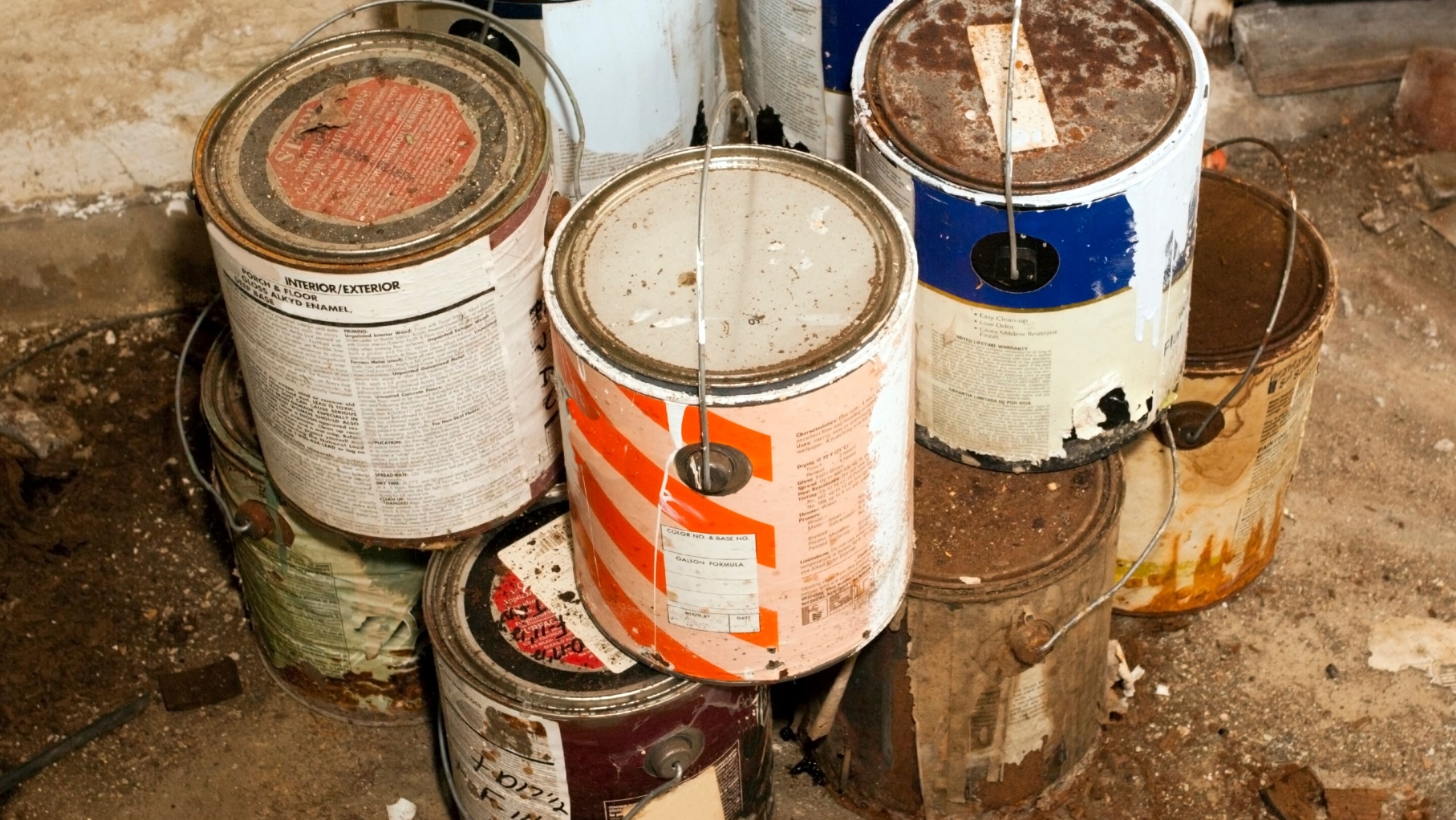 old paint cans