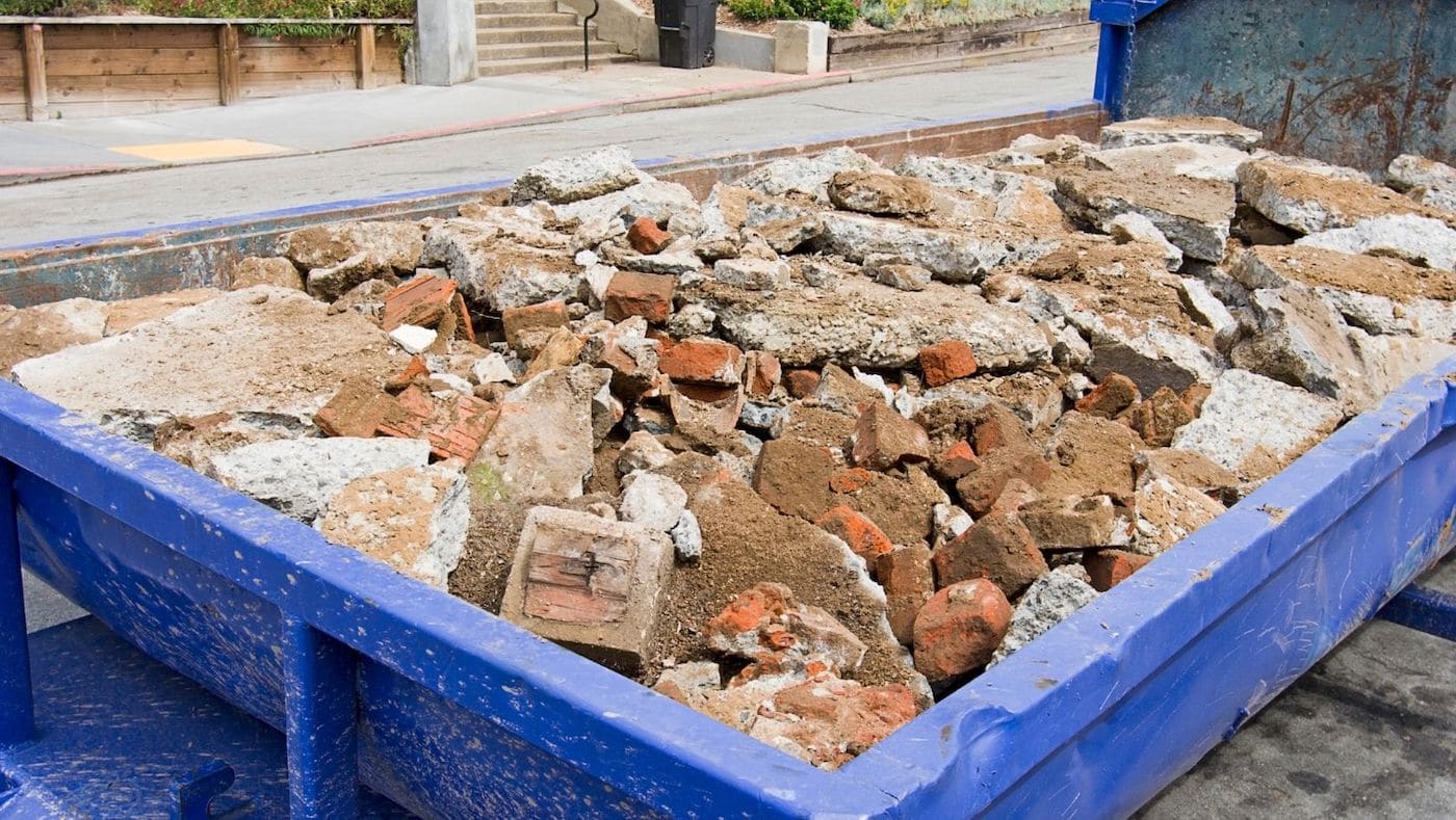 concrete in a dumpster